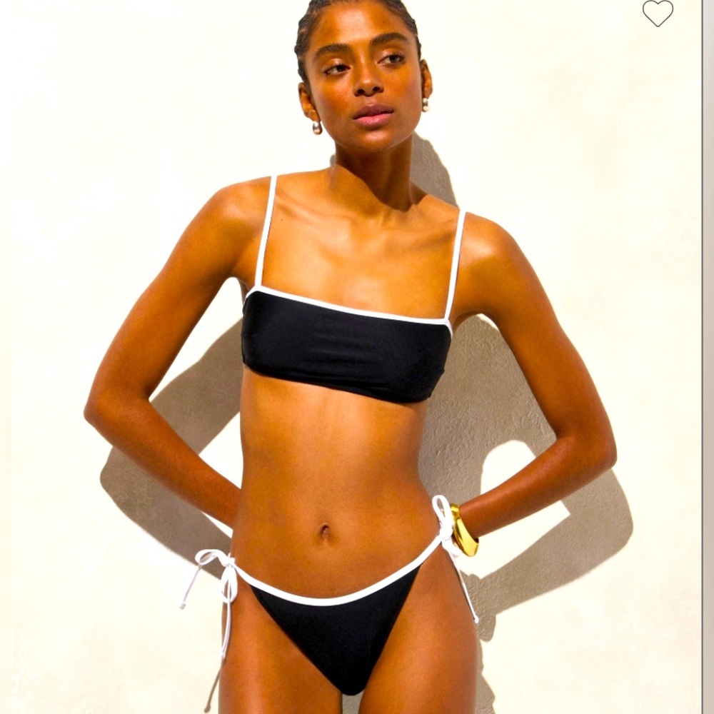 J. Crew, NWT, Contrast Black & White Bikini Top and String Bottom, XS